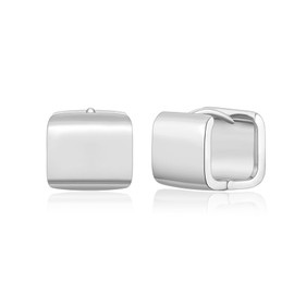 VYYU Silver Hoop Earrings for Women, S925 Sterling Silver Hoops Earrings, Square Hoop Earrings, Huggie Hinged Sleeper Hypoallergenic Earrings, Jewellery Gifts Earrings Christmas Birthday Gifts