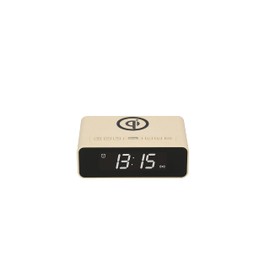 FRUGALINO Wecker Digital mit QI-Ladefunktion, Kabelloses Laden, Digital Dual Alarm Clock, Schlummerfunktion, Ladestation mit dimmbarem Display in 5 Stufen, Wireless Charger, Wecker ohne Ticken, beige