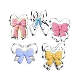 Bow Cookie Cutter Set-5 Piece, Stainless Steel, 2.2" to 4.0", Dishwasher Safe, Metal Cookie Cutters for Baking, Perfect for Baby Shower, Birthday, Wedding, and Graduation Cookies