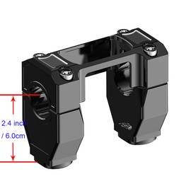 POWER JAMES 2.4" Tall Black Handlebar Riser Kit with Instrument Gauge Cutout for Harley Davidson Breakout FXBRS, Street Bob, FXLRST, FXST 2018-2025 Models with 1.25" 1 1/4 inch Clamping Area