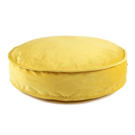 YIUOR Round Floor Pillow Cover Velvet Throw Seating Pouf Yoga Meditation Cushion Plush Case Reading Room Decor Cover Only (19.7IN, Yellow)