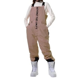 PHIBEE Women's Insulated Warm Snow Pants Waterproof Breathable Ski Bib Overalls Khaki L