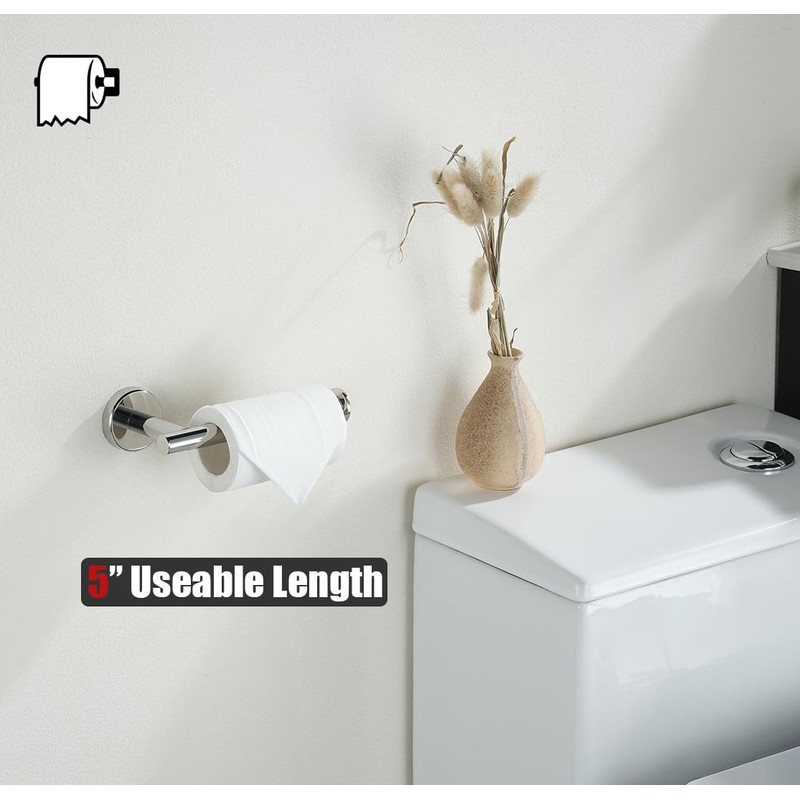 JQK Bathroom Hardware Set Polished Steel, 5-Piece Bath Accessories Set