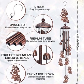 Frog Gift Wind Chimes for Outside, Outdoors Metal Windchimes with S Hook for Birthday Home Patio Porch Backyard Yard Garden Decoration, Sympathy Memorial Frog Gifts for Women Men Mom Grandma