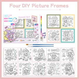 Riomh Watercolor Paint Set for Kids Ages 4-8, Water Color Paint Sets| Mess Free Painting Kits for Kids Coming with 4 Frames, Arts and Crafts for Toddler Painting Activities