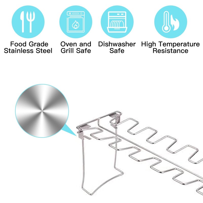 NEWCOMDIGI Chicken Leg Rack for Grill with Drip Tray, 14