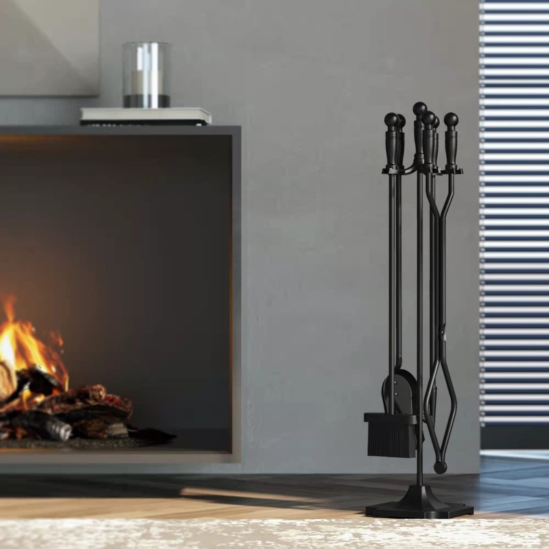 Fire Beauty Fireplace Tools Set 5 Pieces Wrought Iron Fireset