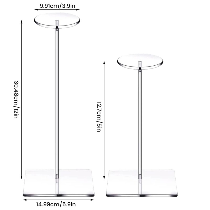 Your's Bath 2Pcs Acrylic Hat Stand Wig Display Rack Clear