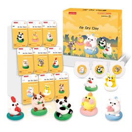 Air Dry Clay Kits: 9 DIY Creature Crafts for Kids 3+ | Child-Safe Modeling with Guides | Creative Gift for Birthdays & Holidays (Animal Clay Kit)