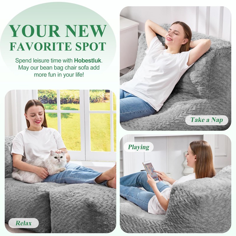 Hobestluk Bean Bag Chair Big Bean Bag Lounger for Adults