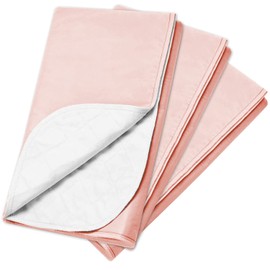 Reusable Bed Underpad - Machine Washable & Dryable, Waterproof, Extra-Absorbent, Personal Care & Hospital Rated Under Pad (3 Pack) (Pink, 23X35)