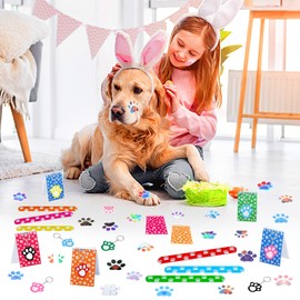 MOORIIY Dog Party Favors Bulk 156PCS Puppy Party Favor Gifts Includes Dog Paw Theme Mini Notebooks Slap Bracelets Stickers Keychain for Dog Paw Theme Birthday Party Decoration Supplies