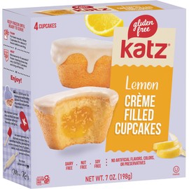 Katz Gluten Free Snacks Heavenly Creme Cake Variety Pack. Chocolate & Vanilla Creme Cake, Chocolate & Lemon Cupcake, Free of Dairy, Soy, Tree Nuts and Peanuts, Kosher (4pk)
