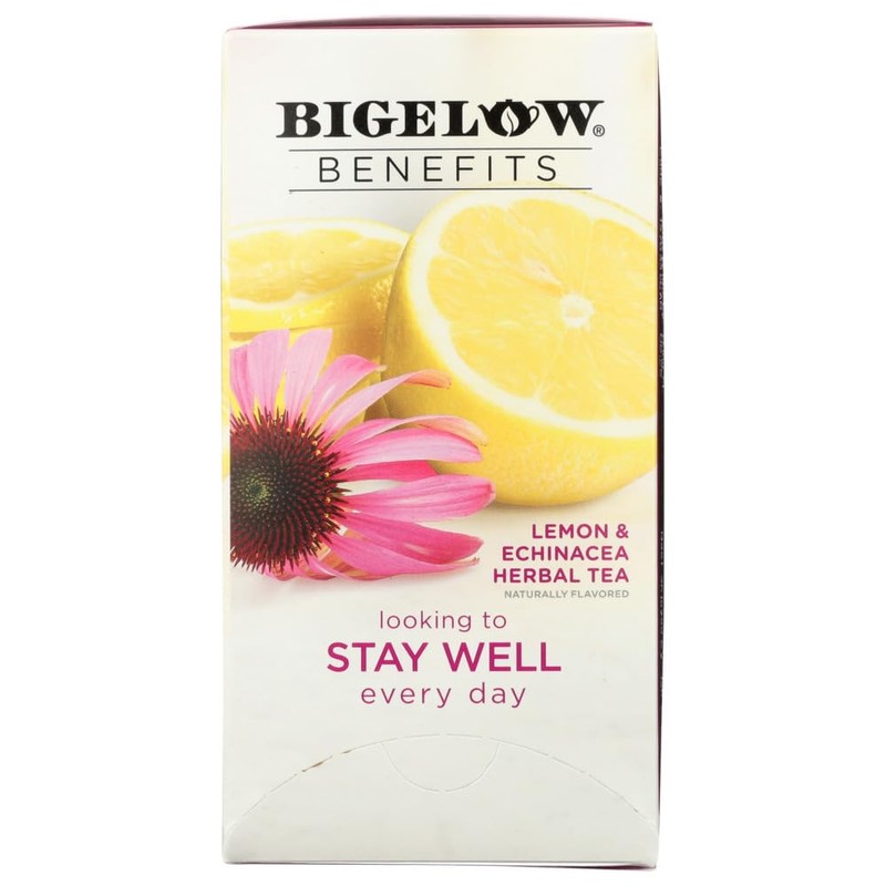 Bigelow Benefits ,Lemon ,Echinacea herbal tea, 18 tea bags, Pack