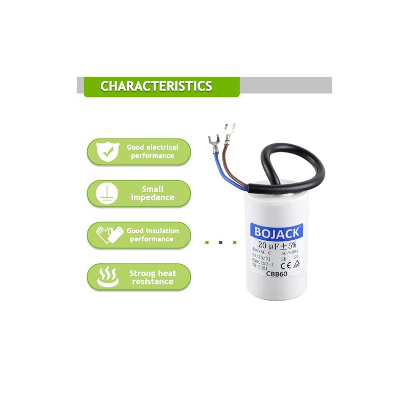 BOJACK 20 uF 450 V CA 20 MFD CBB60 Cable