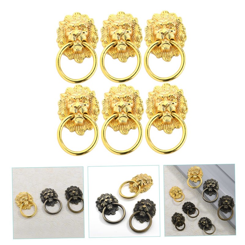 Operitacx 6Pcs Lion Head Cabinet Knobs Antique Pulls Modern Wardrobe