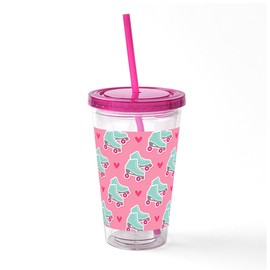 CafePress Roller Skate Skating 16 oz Insulated Straw Tumbler with Lid