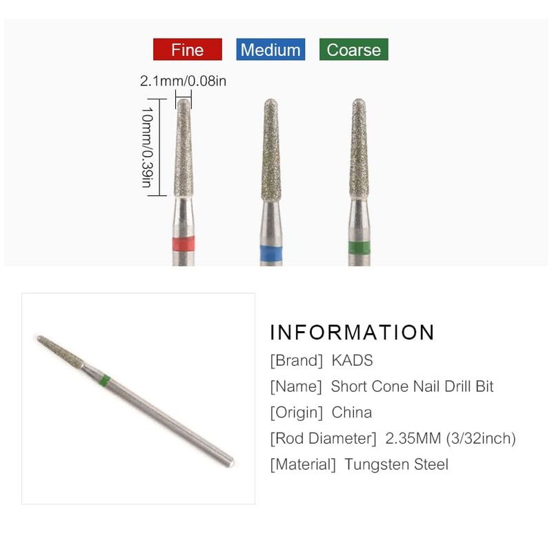Rolabling Short Cone Nail Drill Bit Nail Polish Gel Removal