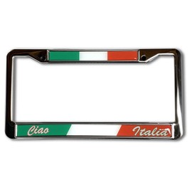 Italia Flag Domed Steel License Plate Frame -US Size- Italy, Italian, Italian Flag, Rome, Turin, Napoli, Milan, Inter, Juventus, Scudeto, Azzuri, US Standard Size