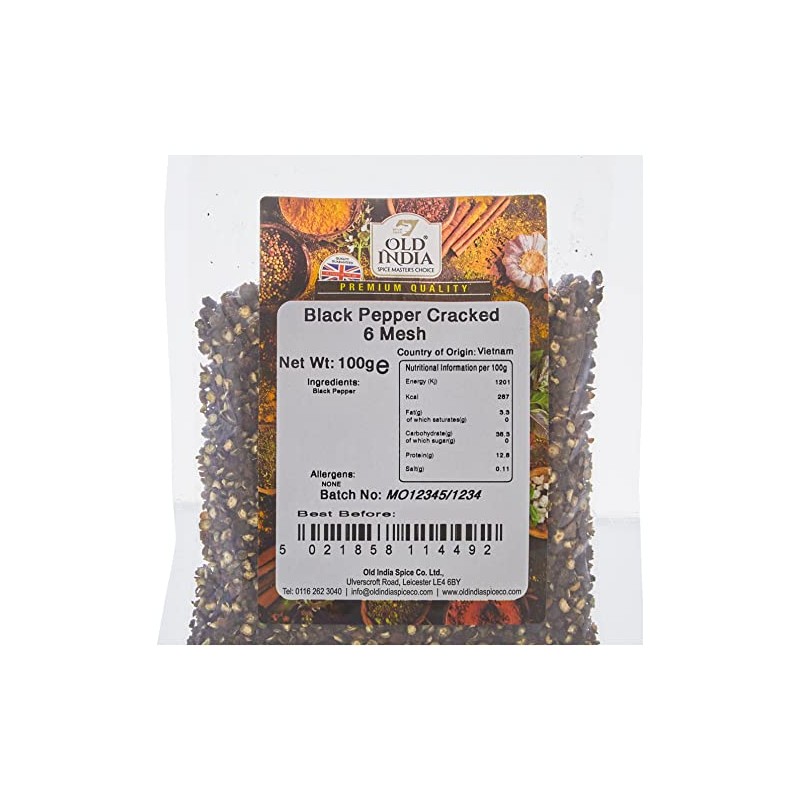 Old India Black Pepper Cracked 6 Mesh 100g