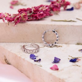 Tuscany Silver Women's Sterling Silver Rhodium Plated 12.5mm Curb Chain Hoop Earrings