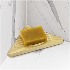 Corner soap Dish for Shower (2 Pack)- Corner Wooden Soap Dish for Shower Bathroom, Kitchen, Bathtub, Airbnb- Food-Grade Mineral Oil Finish - Teak Finish