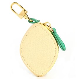 Lemon Shaped Coin Purse Adorable Keychain Leather Mini Zipper Wallet, Cute Fashion Charms Accessories Gift for Girls Women