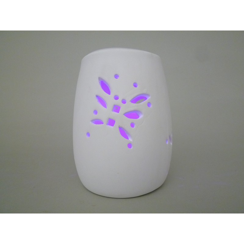 LED Solar Lantern Butterfly Ceramic White with Changing Light Colours