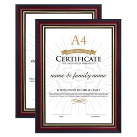 GraduationMall A4 Certificate Frame Document Diploma Picture Holder Solid Wood Real Glass for Wall Tabletop Display 2-Pack