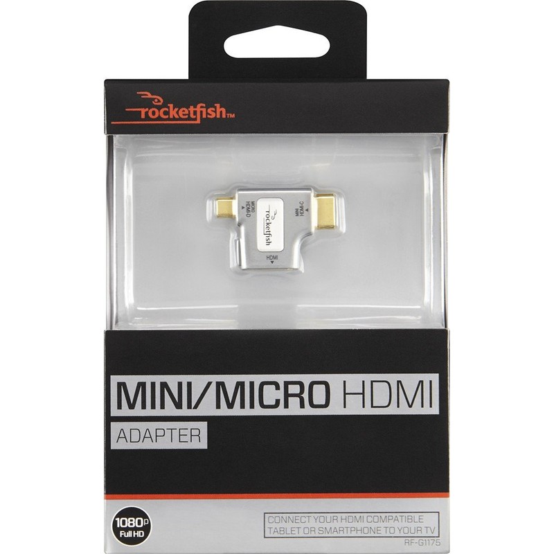 Rocketfish HDMI-to-Micro-/Mini-HDMI Adapter (RF-G1175) Silver/Gold - New