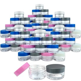 Beauticom 600 Pieces 20G/20ML Round Clear Jars with Mixed Color Lids for Makeup, Lotion, Creams, Eyeshadow, Cosmetic Product Samples - BPA Free