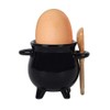 Black Cauldron Egg Cup with Broom Spoon Witch/Occult