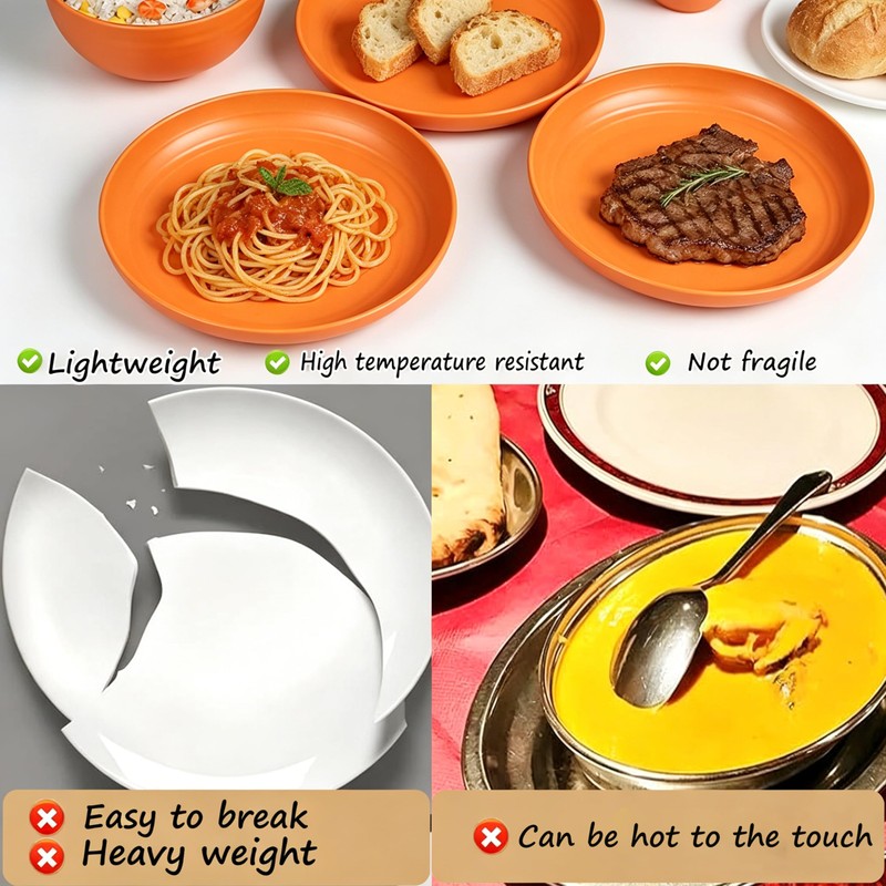 YUNSHENGFANGDM Wheat Straw 9 Inch Dinner Plates, 4 Pack Sturdy