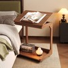 C-Shaped Couch Table, Side Tables with 360° Rotating Wheels, 45°
