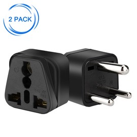 Strhowill (2pack) South Africa to AUS/USA/UK 3 Holes Socket Convert Plug, South Africa Plug Travel Convert Adapter,3 pin Round Feet,Europe, The United Kingdom, Australia, Hong Kong (Black)