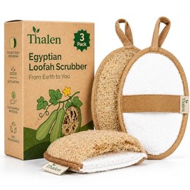 Thalen Exfoliante Natural Lufa Cuerpo Rostro Paquete Plástico Pfas Esponja Baño Mujer Ducha Facial Una Piel Suave Cedro Marr