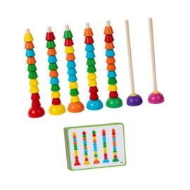 Milageto Wooden Beads Sequencing Toy Set Educational Toys Matching Shape Stacker for 2 3 4 5 Year Old Children Toddlers
