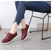 DADAWEN Women's Platform Lace-Up Wingtips Square Toe Oxfords Shoe Wine