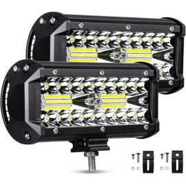 2 PCS Luz LED de Trabajo para Auto Trabajo Triple Filas 120W Faros led para Camión 6000K IP67 Impermeable Off-Road de Faros Auxiliares todoterreno luce de conducción para SUV Moto Barco Tractor Camión