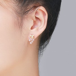 Golden Silver Grapes Freshwater Cultured Pearl Studs