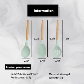 Küchenutensilien Set 3-teiliges Silikon Kochutensilien Kochbesteck Set Mit Loch zum Aufhängen Hitzebeständiger Kochgeschirr Antihaft Kochset Küchenutensilien Camping Zubehör Spülmaschinenfest -Grün