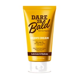 Dare 2B Bald Moisturizing Shave Cream with Argan Oil, Shea Butter, Cocoa Butter & Tea Tree Oil | Bald Head Shaving Cream | Rich Hydration for a Smooth Shave | Head Shaving Cream for Bald Men- 5.0 OZ