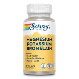 Solaray Magnesium and Potassium with Bromelain, Magnesium Potassium Supplement for Heart Health, Electrolyte, and Muscle Support - Gluten Free & Lab Verified - 30 Servings, 60 VegCaps