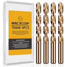 MACXCOIP Metric 4Pcs M35 Cobalt Drill Bit Set, 12mm HSS Cobalt Jobber Drill Bits, for Hardened Metals, Stainless Steel, Cast Iron and Wooden Plastics