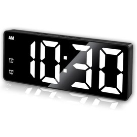Digital  Clock,LED  Clocks Large Display, Adjustable Brightness, Snooze Model for Bedroom, Desk, Office, Blackcase White Digit - Color: White Case + Colorful Digit