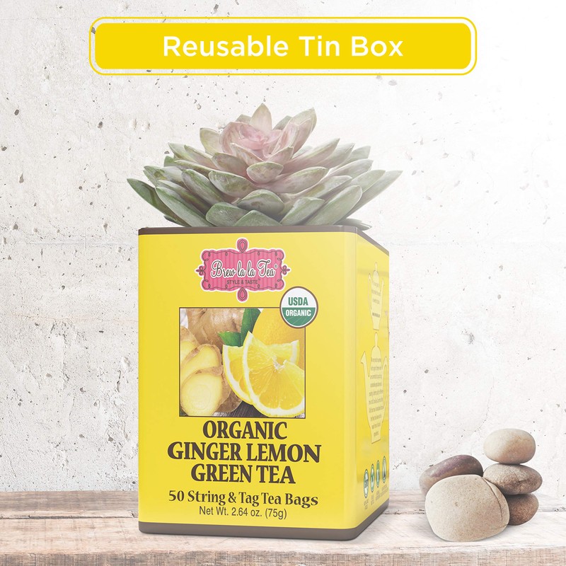 Brew La La Organic Green Tea - Natural Ginger Lemon