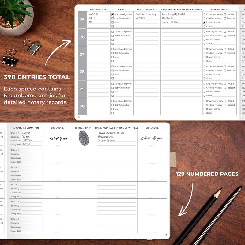 Clever Fox Notary Journal – Horizontal Notary Public Journal of
