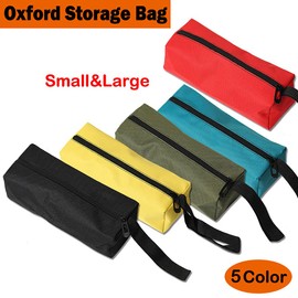 Repair Tool Storage Bag Organizer Oxford Cloth Small Tool Pouch with Zipper Waterproof Pocket Tools Holder - L, Red