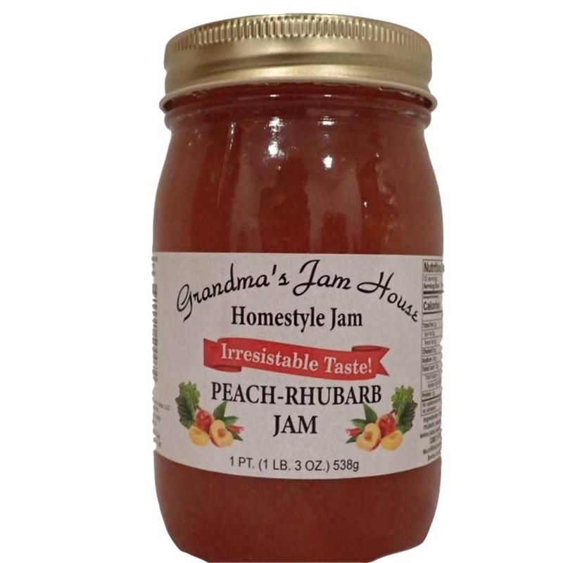 Grandma's Jam House All Natural USA Made Homestyle Peach Rhubarb