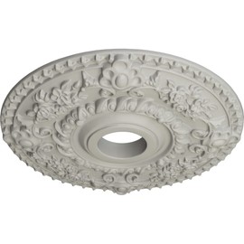 Ekena Millwork CM18ROPCF Rose Ceiling Medallion, 18"OD x 3 1/2"ID x 1 1/2"P, Hand-Painted Pot of Cream